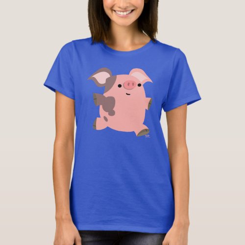 Cute Sporty Cartoon Pig Women T_shirt