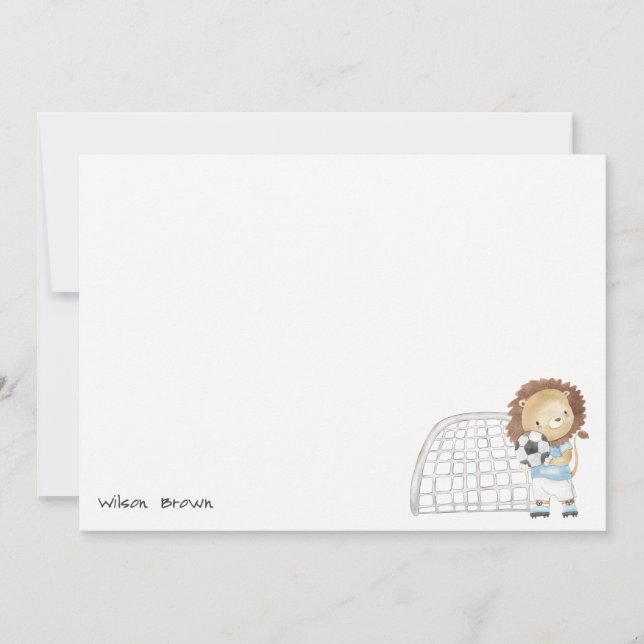 Cute Sporty Football Player Lion Photo Birthday Note Card (Front)