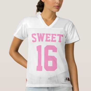 Cute Sporty Sweet 16 Sixteenth Birthday Women's Football Jersey by clonecire at Zazzle