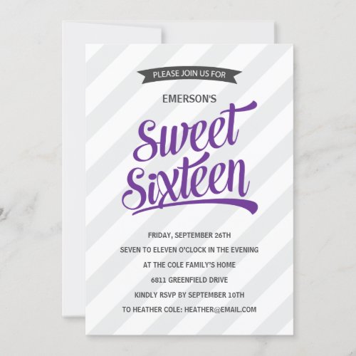 Cute Retro Sweet Sixteen Birthday Party Personalized Invitation