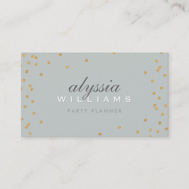 CUTE SPOT confetti gold sparkly glitter gray Business Card (Front)