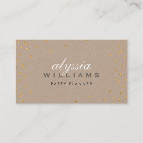 CUTE SPOT confetti gold sparkly glitter kraft Business Card Template