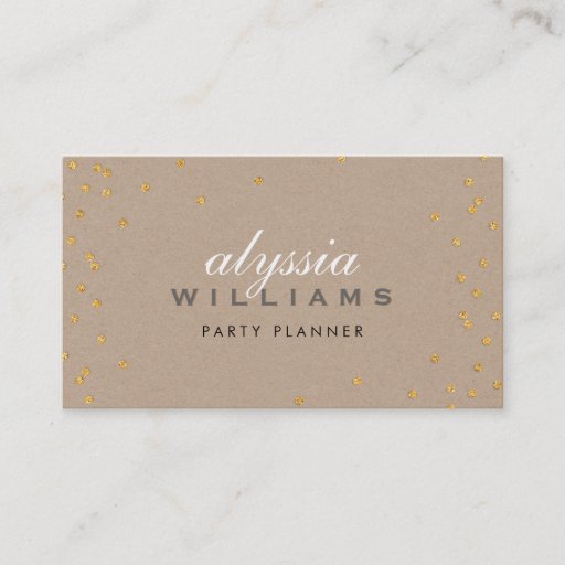 Customizable CUTE SPOT confetti gold sparkly glitter kraft Business Card Template