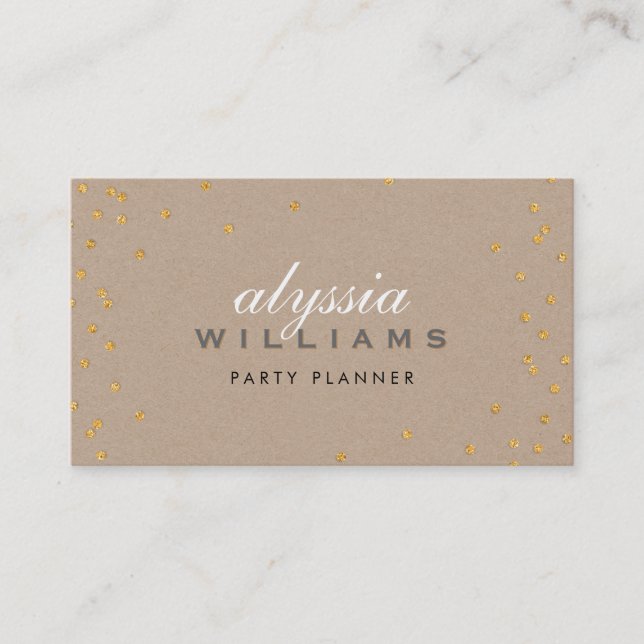CUTE SPOT confetti gold sparkly glitter kraft Business Card (Front)