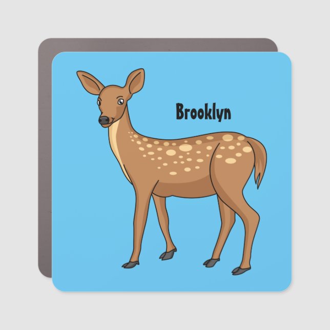 Cute spotted deer cartoon illustration car magnet (Front)