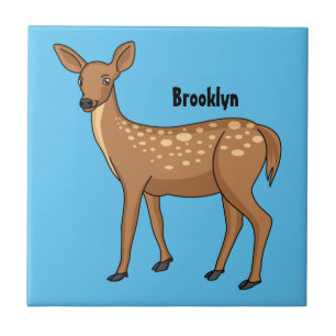 Cute spotted deer cartoon illustration ceramic tile