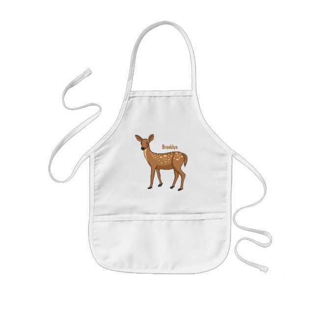 Cute spotted deer cartoon illustration kids' apron (Front)