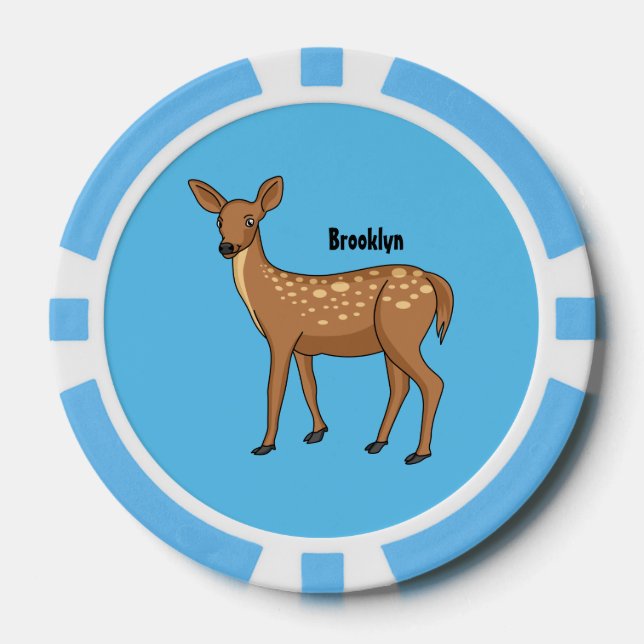 Cute spotted deer cartoon illustration poker chips (Front)