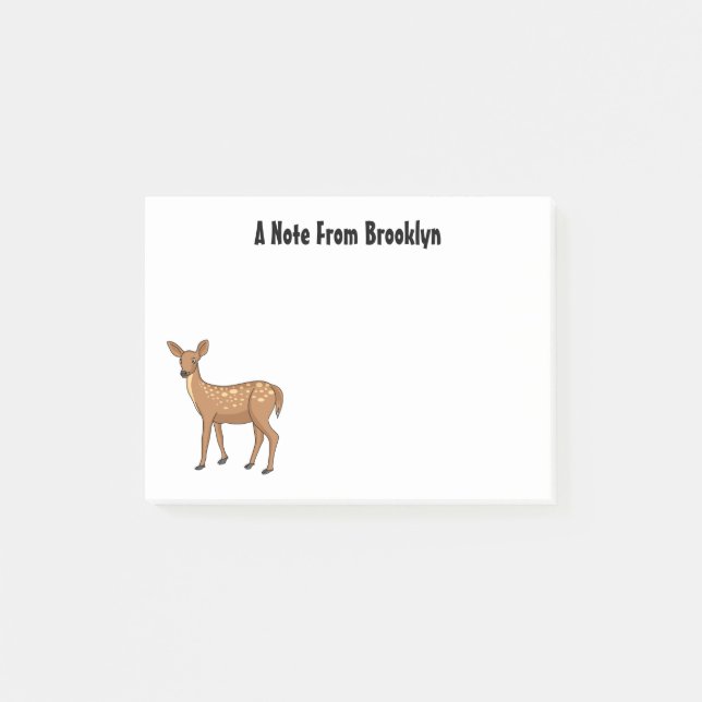 Cute spotted deer cartoon illustration post-it notes (Front)