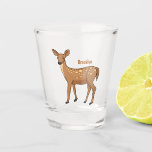 Cute spotted deer cartoon illustration shot glass
