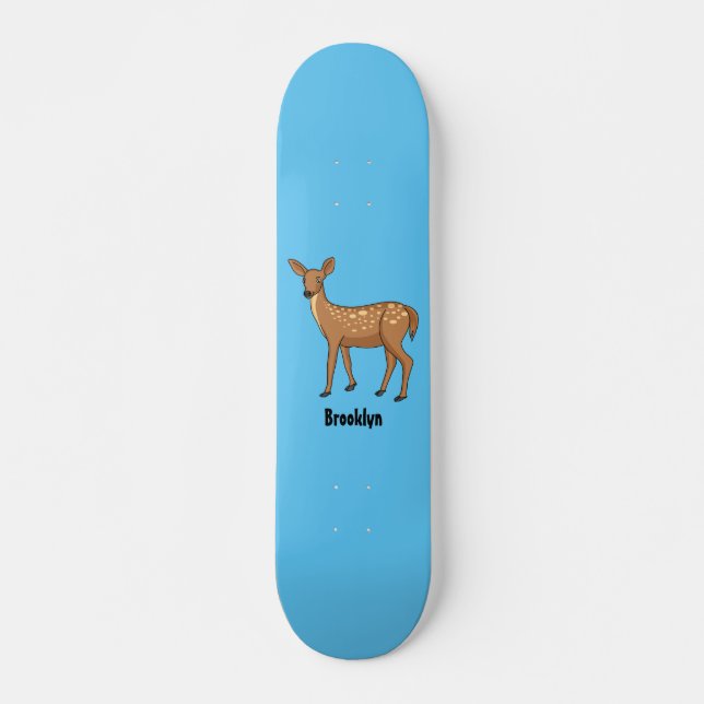 Cute spotted deer cartoon illustration  skateboard (Front)