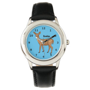 Cute spotted deer cartoon illustration watch