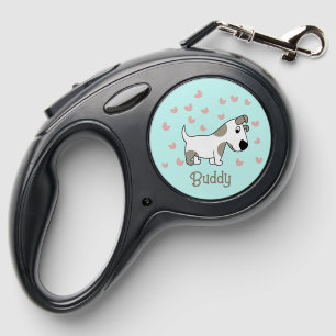 Cute Spotted Dog & Hearts Retractable Dog Leash