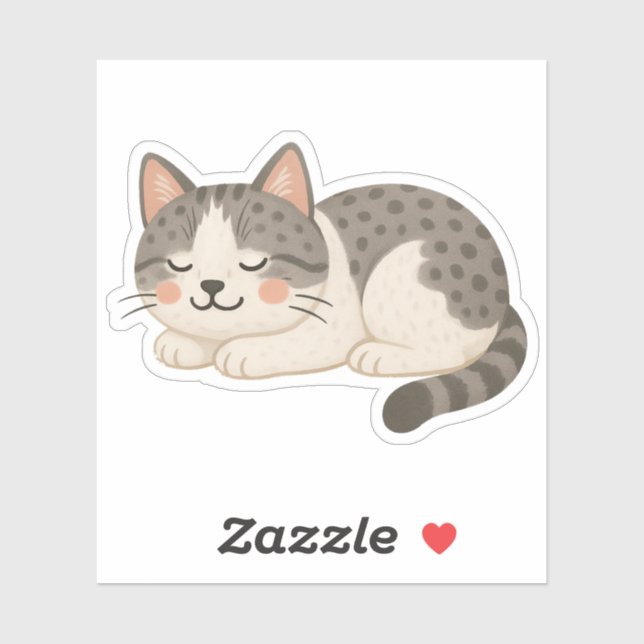 Cute Spotted Gray Tabby Cat Sleeping Sticker (Sheet)