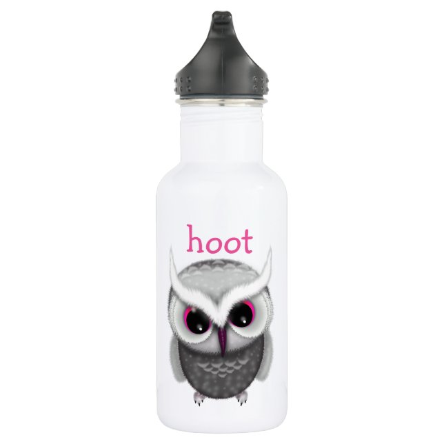 Cute Spotted Owl Illustration Hoot Stainless Steel Water Bottle (Right)