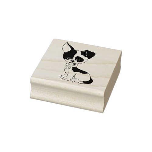 Cute Spotted Puppy Dog Rubber Stamp