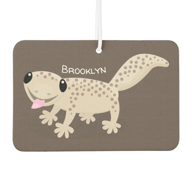 Cute spotted tan gecko cartoon illustration  air freshener (Front)