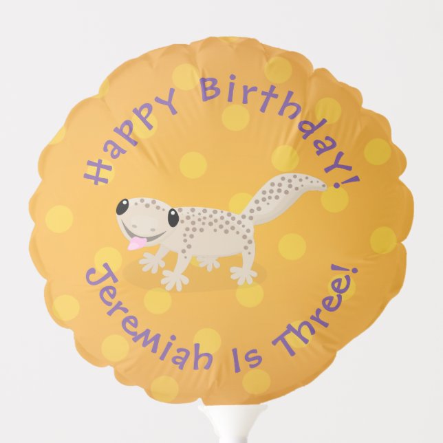 Cute spotted tan gecko cartoon illustration balloon (Front)