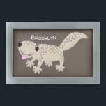 Cute spotted tan gecko cartoon illustration belt buckle<br><div class="desc">This cute light brown gecko is spotty and adorable. Lots of reptile fun drawn in happy cartoon style!</div>