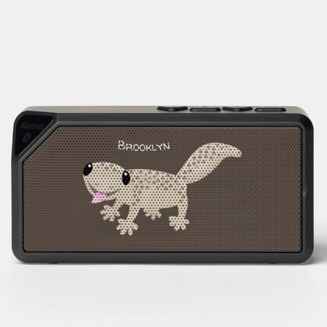 Cute spotted tan gecko cartoon illustration bluetooth speaker (Front)