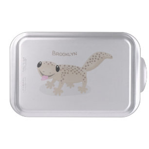 Cute spotted tan gecko cartoon illustration cake pan