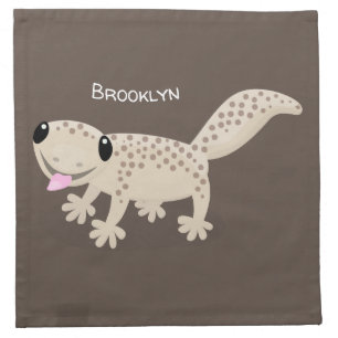 Cute spotted tan gecko cartoon illustration cloth napkin