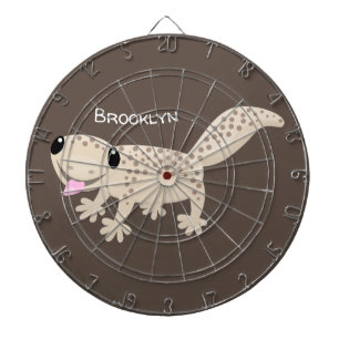 Cute spotted tan gecko cartoon illustration dart board