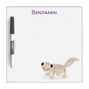 Cute spotted tan gecko cartoon illustration dry erase board