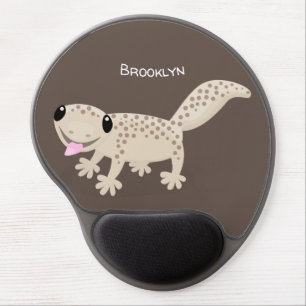 Cute spotted tan gecko cartoon illustration gel mouse pad