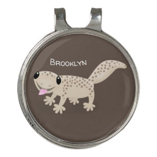 Cute spotted tan gecko cartoon illustration golf hat clip
