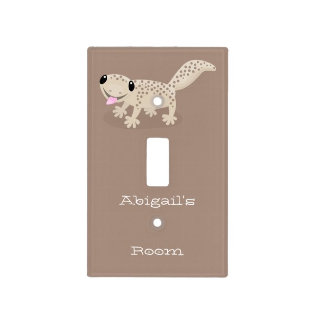 Cute spotted tan gecko cartoon illustration  light switch cover (Front)