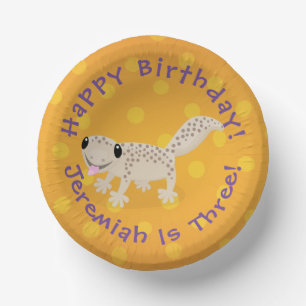 Cute spotted tan gecko cartoon illustration paper bowls