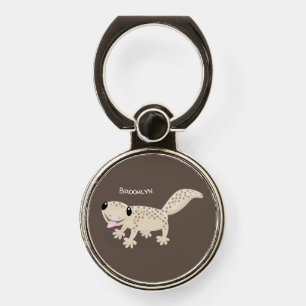 Cute spotted tan gecko cartoon illustration phone ring stand