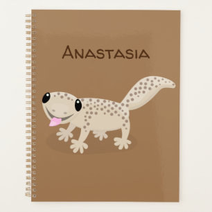 Cute spotted tan gecko cartoon illustration planner