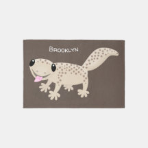 Cute spotted tan gecko cartoon illustration
