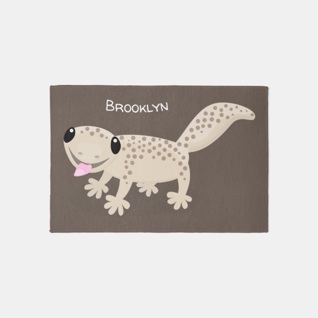 Cute spotted tan gecko cartoon illustration rug (Front)