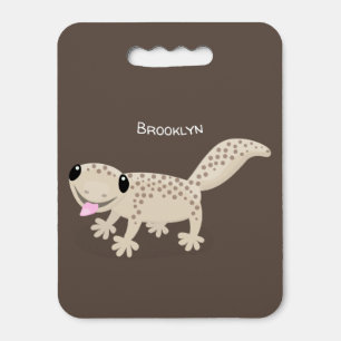 Cute spotted tan gecko cartoon illustration seat cushion