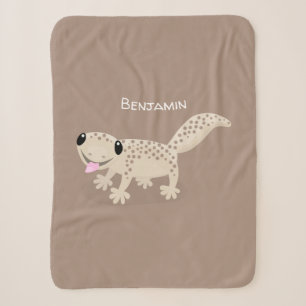 Cute spotted tan gecko cartoon illustration sherpa blanket
