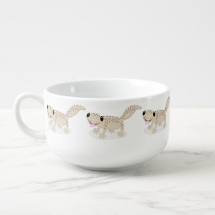 Cute spotted tan gecko cartoon illustration soup mug