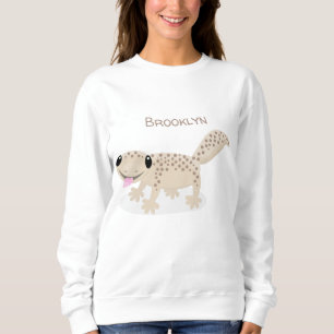 Cute spotted tan gecko cartoon illustration sweatshirt