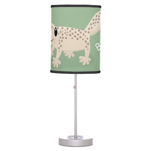 Cute spotted tan gecko cartoon illustration table lamp