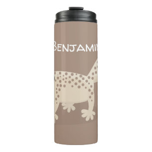 Cute spotted tan gecko cartoon illustration thermal tumbler
