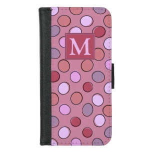Cute Spotty Pattern Pink Monogram iPhone 8/7 Wallet Case