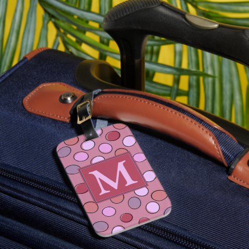 Cute Spotty Pattern Pink Purple Monogram Luggage Tag