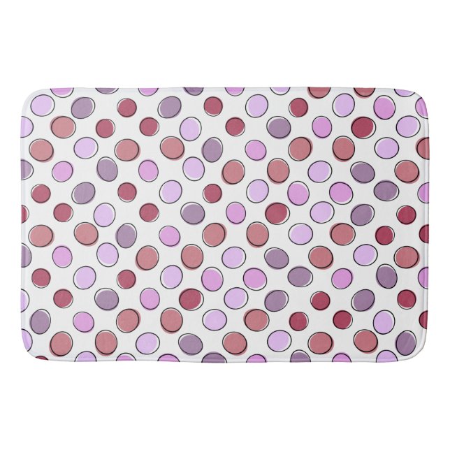 Cute Spotty Pink and Purple Pattern Bath Mat (Front)