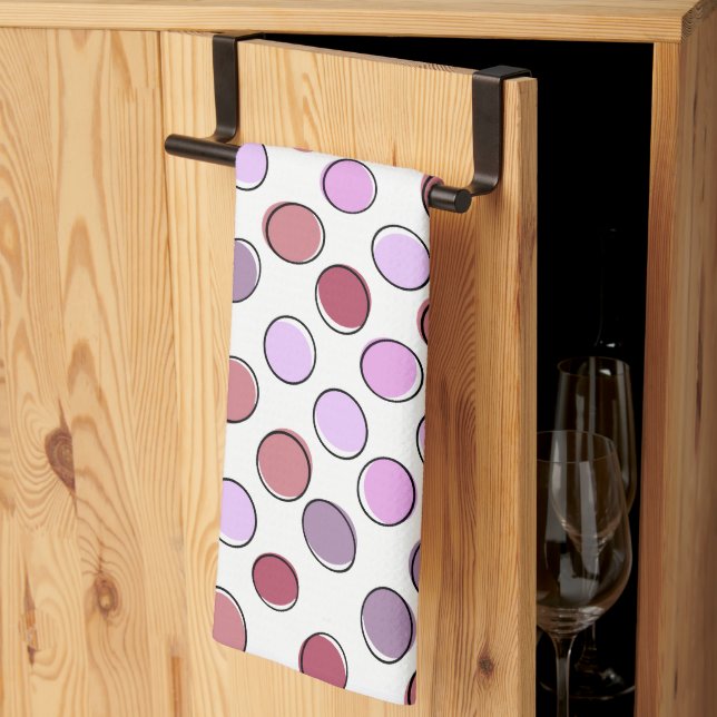 Cute Spotty Pink and Purple Pattern Kitchen Towel (Thirds Fold)