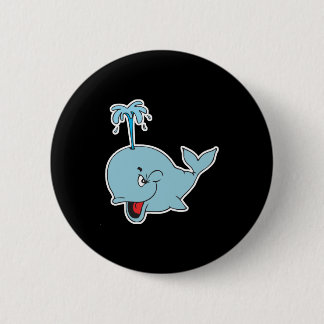 cute spouting whale pinback button