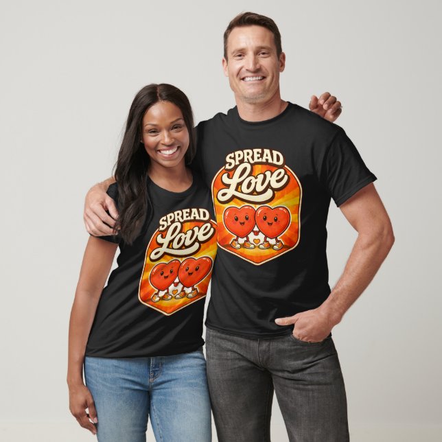 Cute Spread Love Heart Cartoon Retro Aesthetic Ill T-Shirt (Unisex)