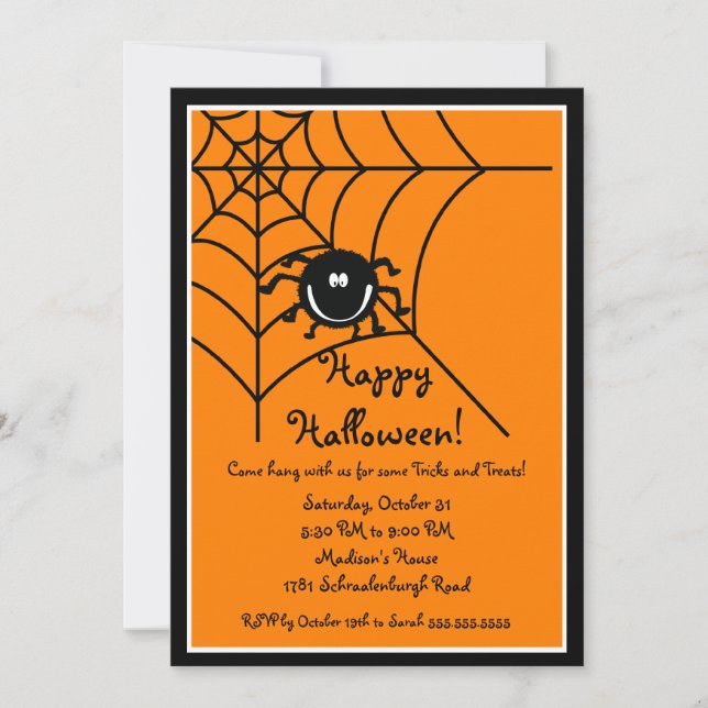 Cute  Sprider Halloween Party Invitation (Front)