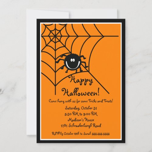 Cute  Sprider Halloween Party Invitation